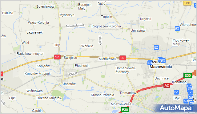 mapa Michałówek gmina Ożarów Mazowiecki, Michałówek gmina Ożarów Mazowiecki na mapie Targeo