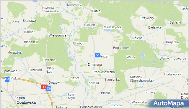 mapa Mieleszyn gmina Bolesławiec, Mieleszyn gmina Bolesławiec na mapie Targeo