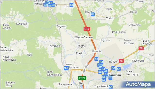 mapa Miętne, Miętne na mapie Targeo