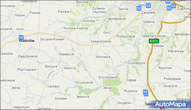 mapa Mirkowice gmina Bodzechów, Mirkowice gmina Bodzechów na mapie Targeo