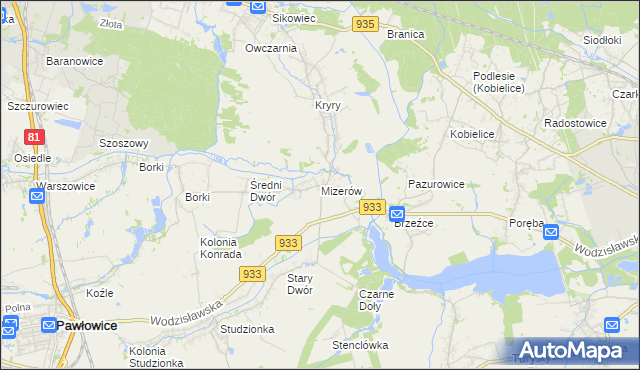 mapa Mizerów, Mizerów na mapie Targeo