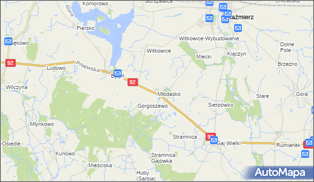 mapa Młodasko, Młodasko na mapie Targeo