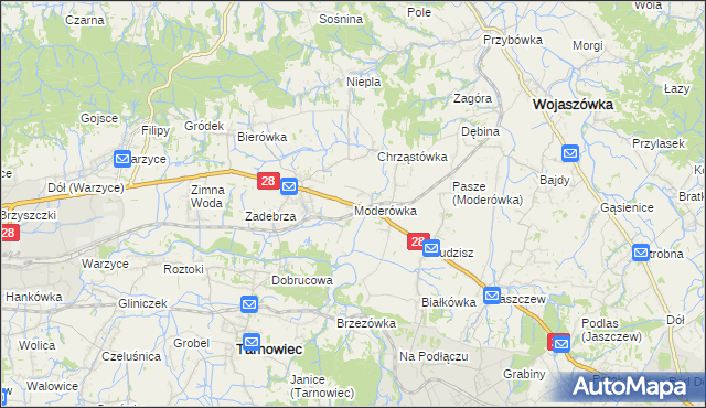 mapa Moderówka, Moderówka na mapie Targeo