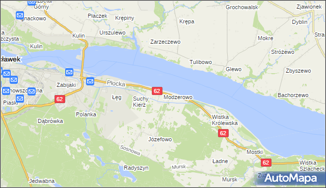mapa Modzerowo gmina Włocławek, Modzerowo gmina Włocławek na mapie Targeo