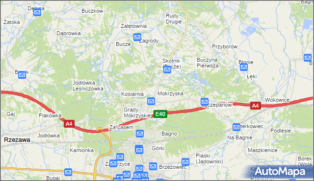 mapa Mokrzyska, Mokrzyska na mapie Targeo