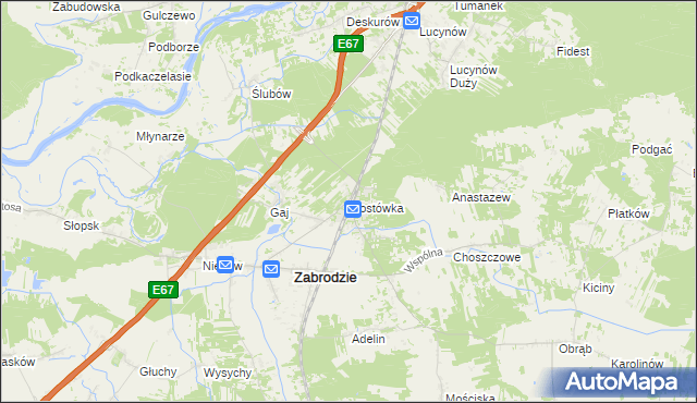 mapa Mostówka gmina Zabrodzie, Mostówka gmina Zabrodzie na mapie Targeo