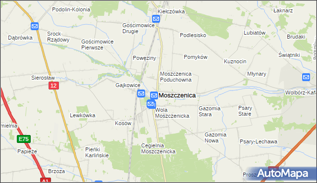 mapa Moszczenica powiat piotrkowski, Moszczenica powiat piotrkowski na mapie Targeo