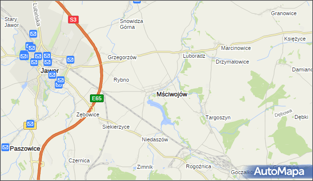 mapa Mściwojów, Mściwojów na mapie Targeo