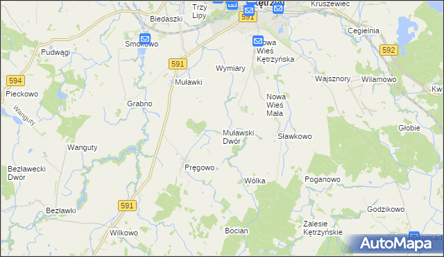 mapa Muławski Dwór, Muławski Dwór na mapie Targeo