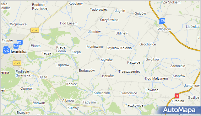 mapa Mydłów, Mydłów na mapie Targeo