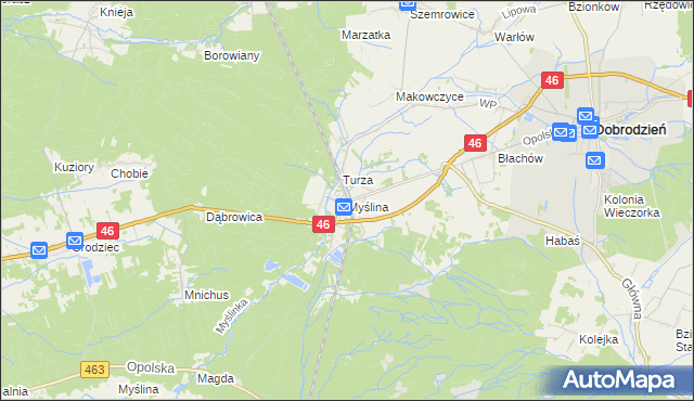 mapa Myślina, Myślina na mapie Targeo