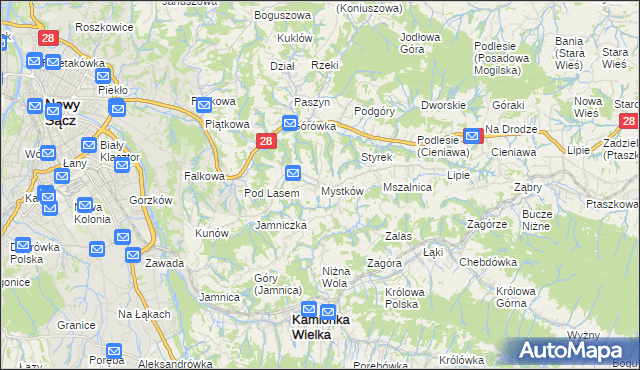 mapa Mystków, Mystków na mapie Targeo