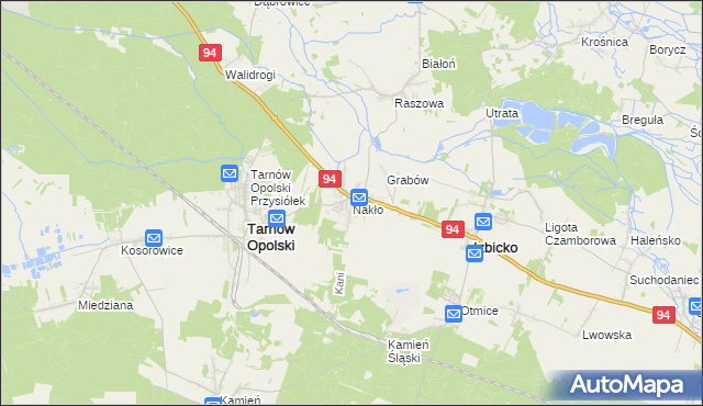 mapa Nakło gmina Tarnów Opolski, Nakło gmina Tarnów Opolski na mapie Targeo