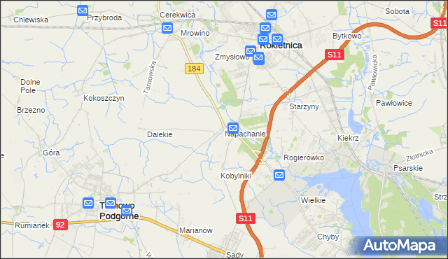 mapa Napachanie, Napachanie na mapie Targeo