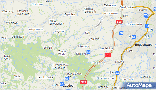 mapa Niechobrz, Niechobrz na mapie Targeo