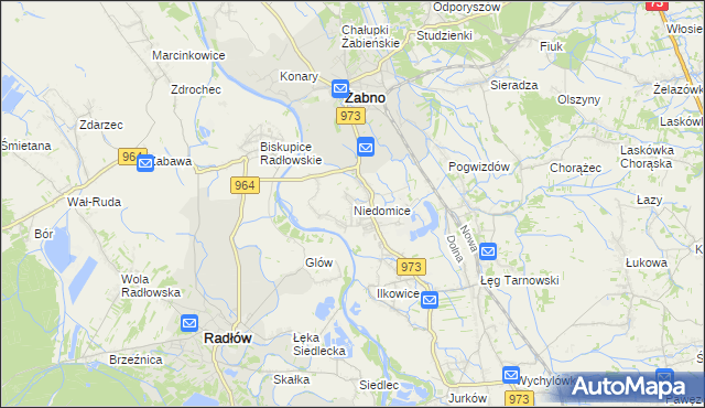 mapa Niedomice, Niedomice na mapie Targeo