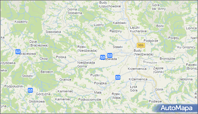 mapa Niedźwiada gmina Ropczyce, Niedźwiada gmina Ropczyce na mapie Targeo