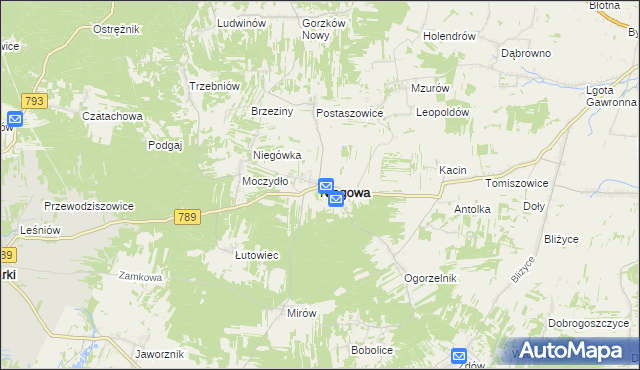 mapa Niegowa, Niegowa na mapie Targeo