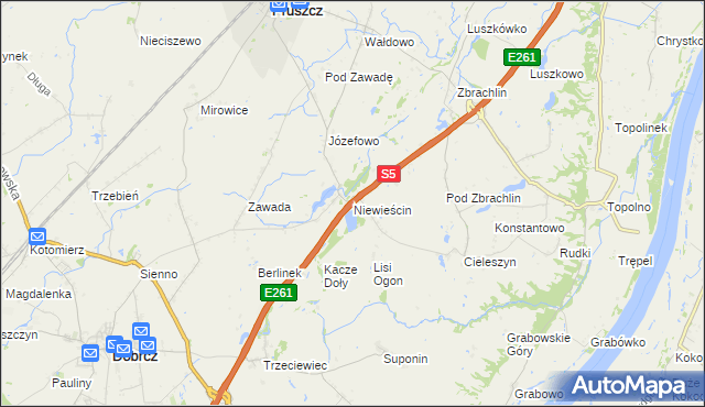 mapa Niewieścin, Niewieścin na mapie Targeo
