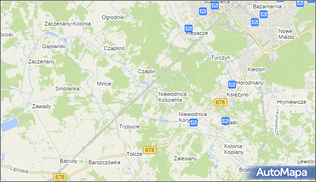 mapa Niewodnica Kościelna, Niewodnica Kościelna na mapie Targeo