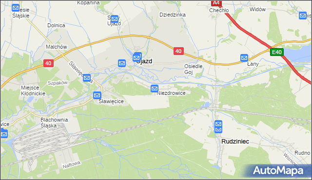 mapa Niezdrowice, Niezdrowice na mapie Targeo