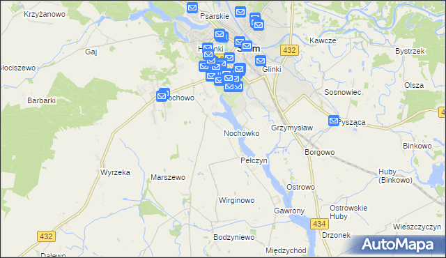 mapa Nochówko, Nochówko na mapie Targeo