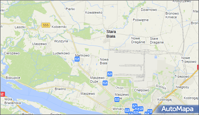 mapa Nowa Biała gmina Stara Biała, Nowa Biała gmina Stara Biała na mapie Targeo
