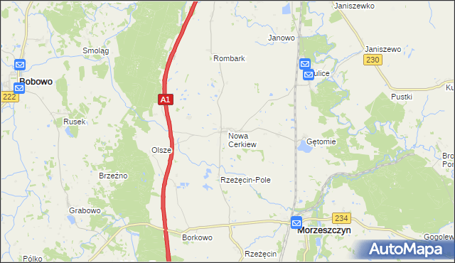 mapa Nowa Cerkiew gmina Morzeszczyn, Nowa Cerkiew gmina Morzeszczyn na mapie Targeo