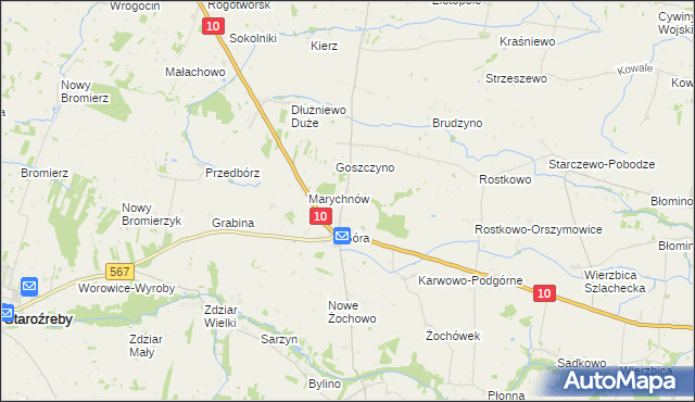 mapa Nowa Góra gmina Staroźreby, Nowa Góra gmina Staroźreby na mapie Targeo