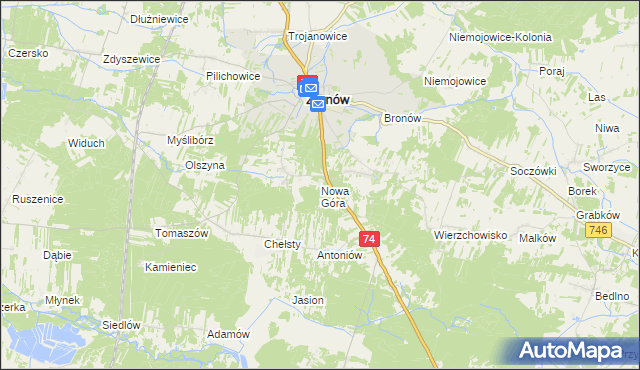 mapa Nowa Góra gmina Żarnów, Nowa Góra gmina Żarnów na mapie Targeo