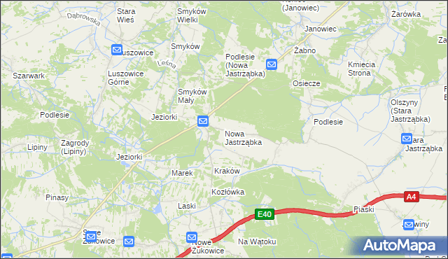 mapa Nowa Jastrząbka, Nowa Jastrząbka na mapie Targeo