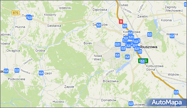 mapa Nowa Wieś gmina Kolbuszowa, Nowa Wieś gmina Kolbuszowa na mapie Targeo