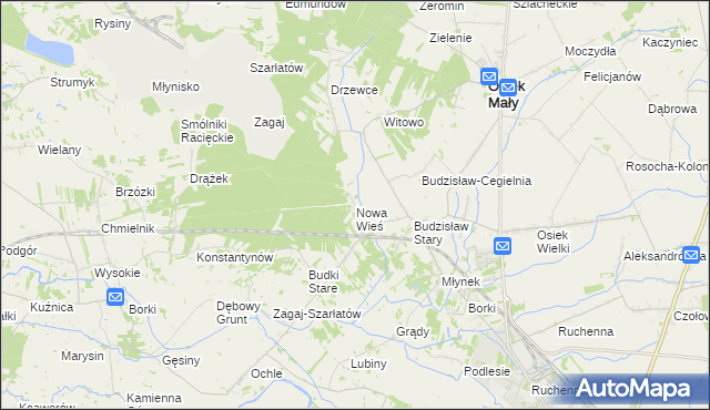 mapa Nowa Wieś gmina Osiek Mały, Nowa Wieś gmina Osiek Mały na mapie Targeo