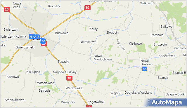 mapa Nowe Młodochowo, Nowe Młodochowo na mapie Targeo