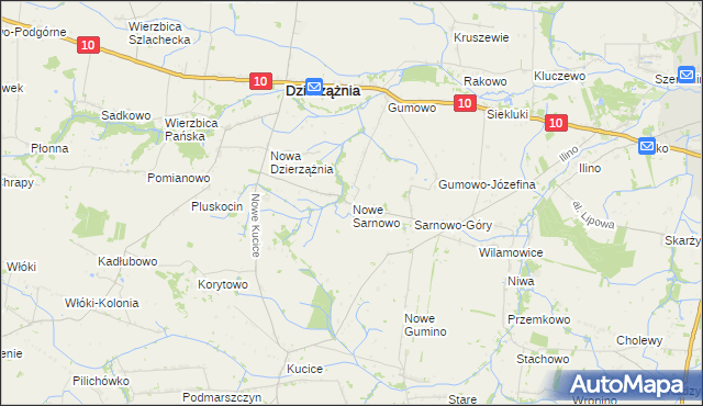 mapa Nowe Sarnowo, Nowe Sarnowo na mapie Targeo