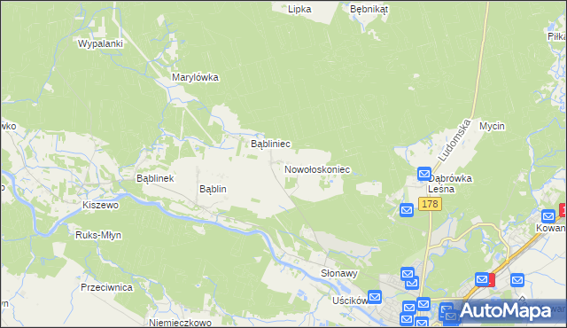 mapa Nowołoskoniec, Nowołoskoniec na mapie Targeo