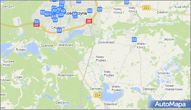 mapa Nowy Podleś, Nowy Podleś na mapie Targeo