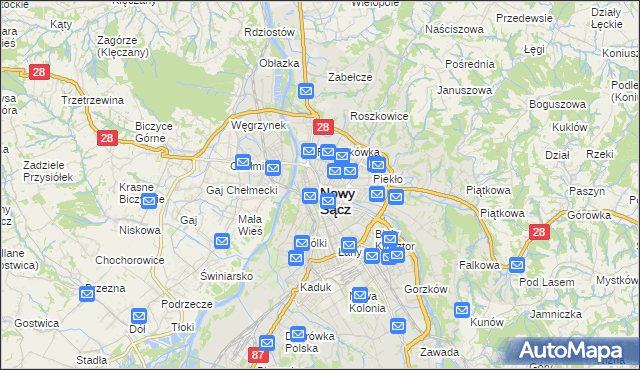 mapa Nowego Sącza, Nowy Sącz na mapie Targeo