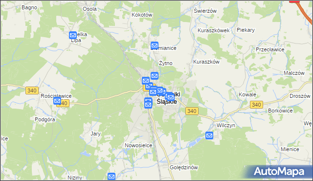 mapa Oborniki Śląskie, Oborniki Śląskie na mapie Targeo