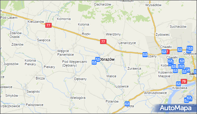 mapa Obrazów, Obrazów na mapie Targeo