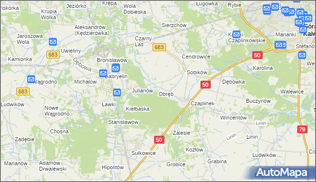 mapa Obręb gmina Góra Kalwaria, Obręb gmina Góra Kalwaria na mapie Targeo