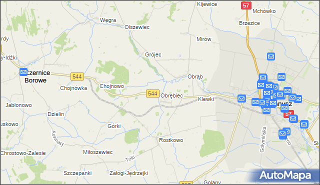 mapa Obrębiec, Obrębiec na mapie Targeo