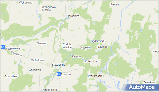 mapa Olszewko gmina Główczyce, Olszewko gmina Główczyce na mapie Targeo