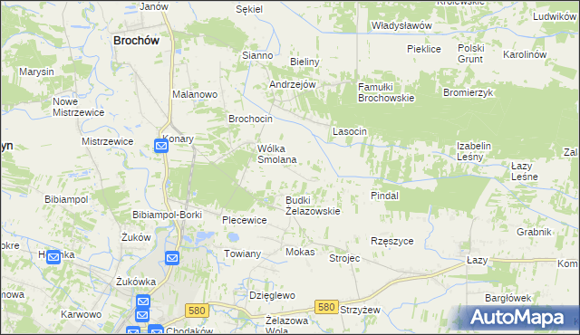 mapa Olszowiec gmina Brochów, Olszowiec gmina Brochów na mapie Targeo