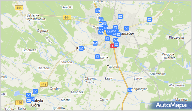 mapa Olszyna gmina Ostrzeszów, Olszyna gmina Ostrzeszów na mapie Targeo