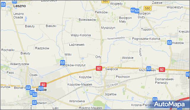mapa Orły gmina Ożarów Mazowiecki, Orły gmina Ożarów Mazowiecki na mapie Targeo