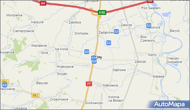 mapa Orły powiat przemyski, Orły powiat przemyski na mapie Targeo