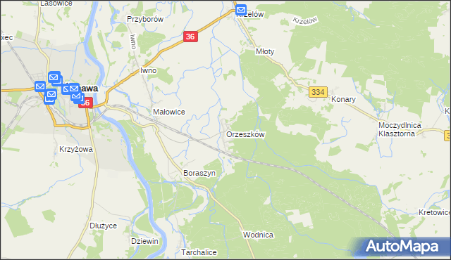 mapa Orzeszków gmina Wińsko, Orzeszków gmina Wińsko na mapie Targeo