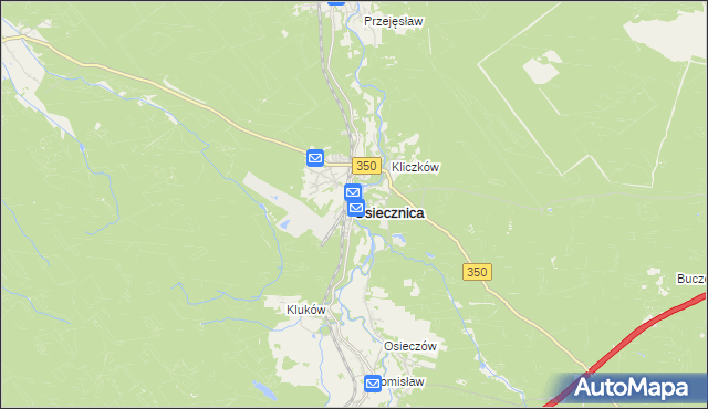 mapa Osiecznica powiat bolesławiecki, Osiecznica powiat bolesławiecki na mapie Targeo