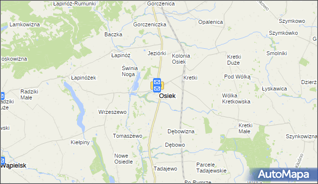mapa Osiek powiat brodnicki, Osiek powiat brodnicki na mapie Targeo